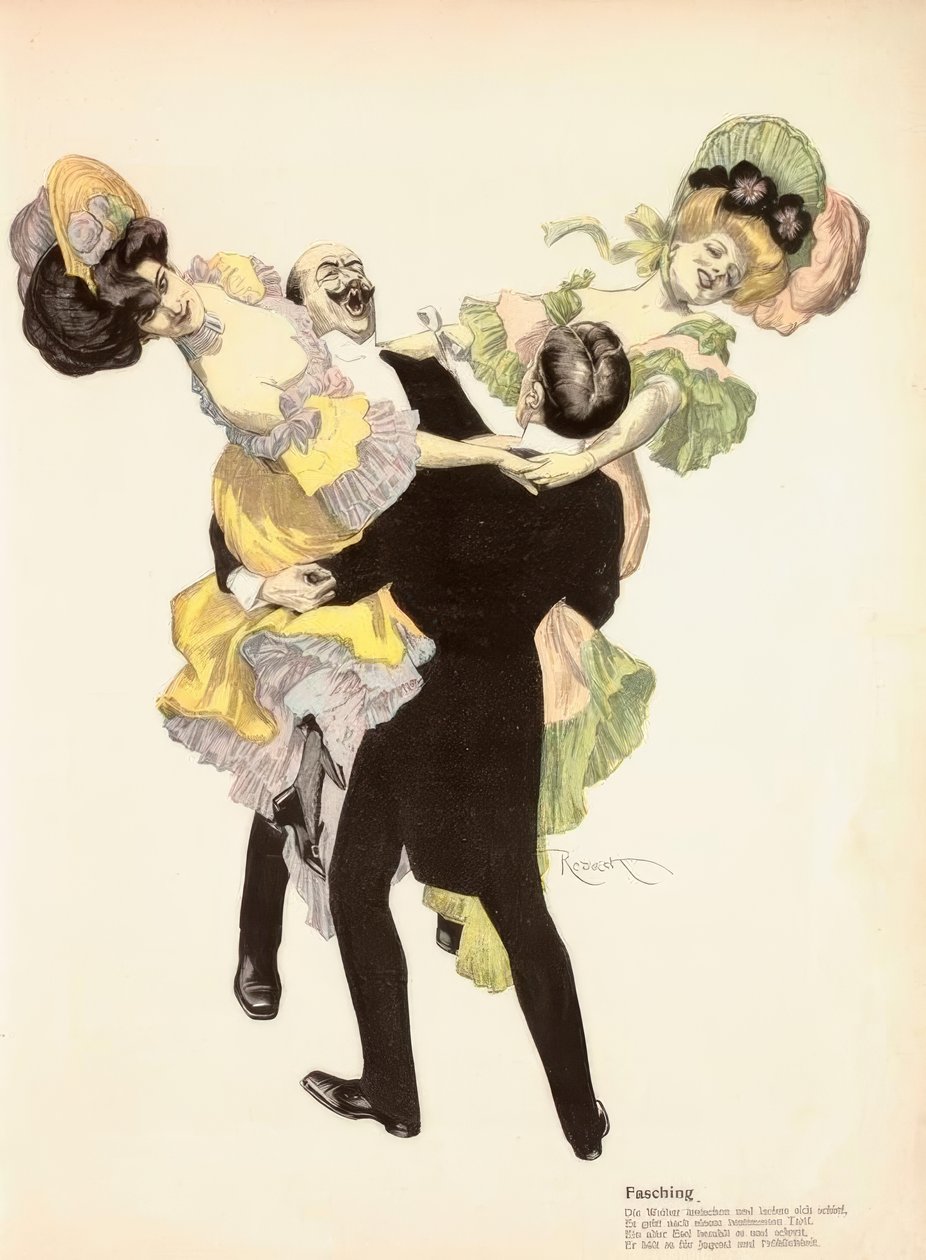 Karnaval. / (...) Yaşlı bir eşek öder ve çığlık atar, / Gençlik ve mutluluk sanır. by Ferdinand von Reznicek