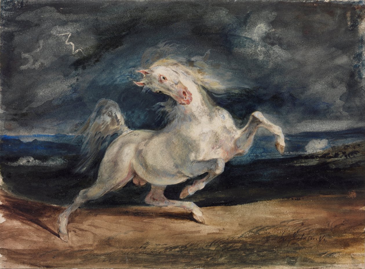 Yıldırımdan Korkan At by Ferdinand Victor Eugene Delacroix