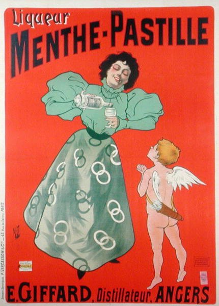 Afiş reklamı Menthe-Pastille, E. Giffard tarafından damıtılmış (renkli lito) by Ferdinand  Misti Mifliez