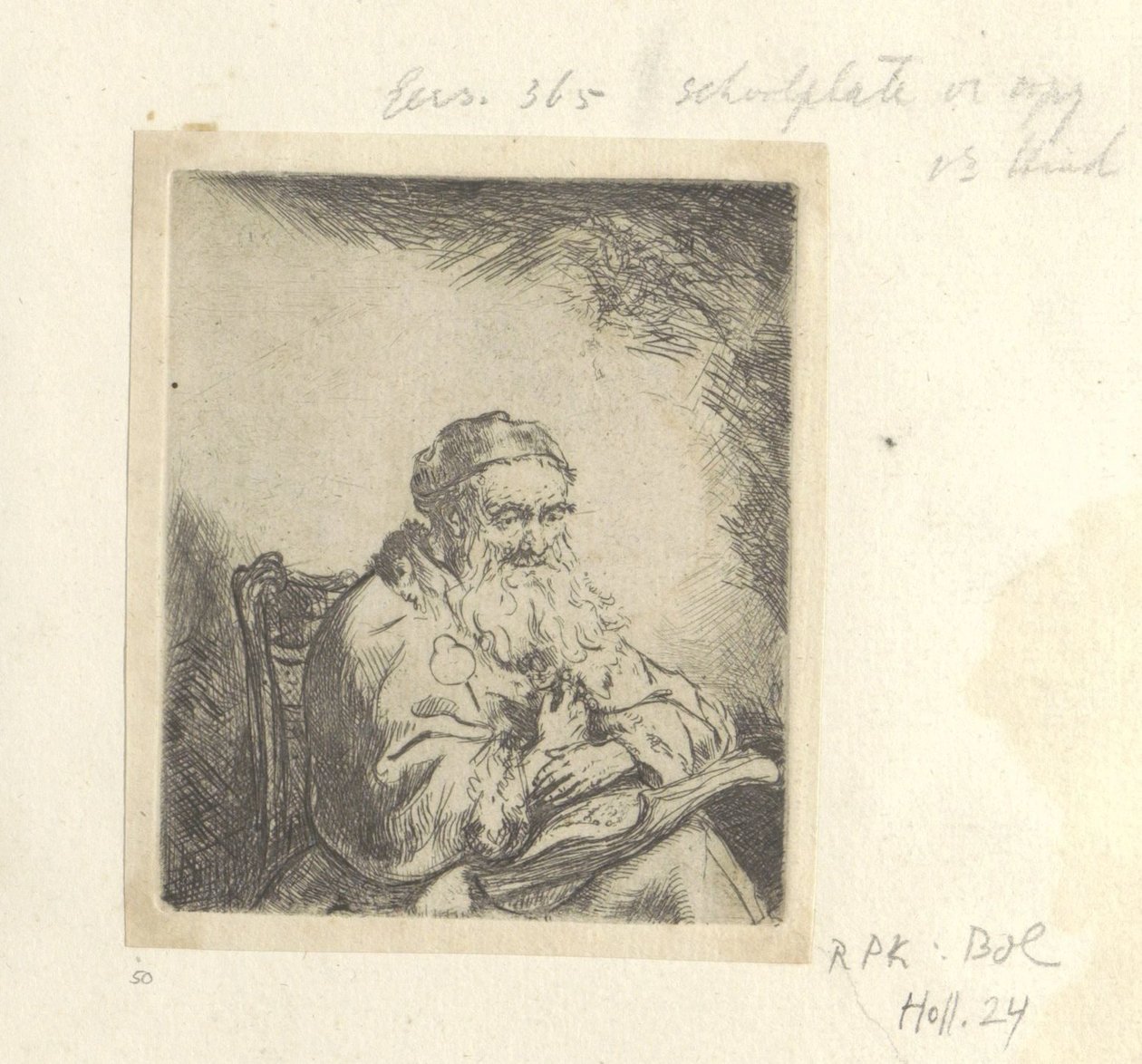 Ceketinde yonca yaprağı olan yaşlı adam Recueil de quatre-vingt-cinq orijinalleri estampes (seri başlığı) by Ferdinand Bol (attributed to)