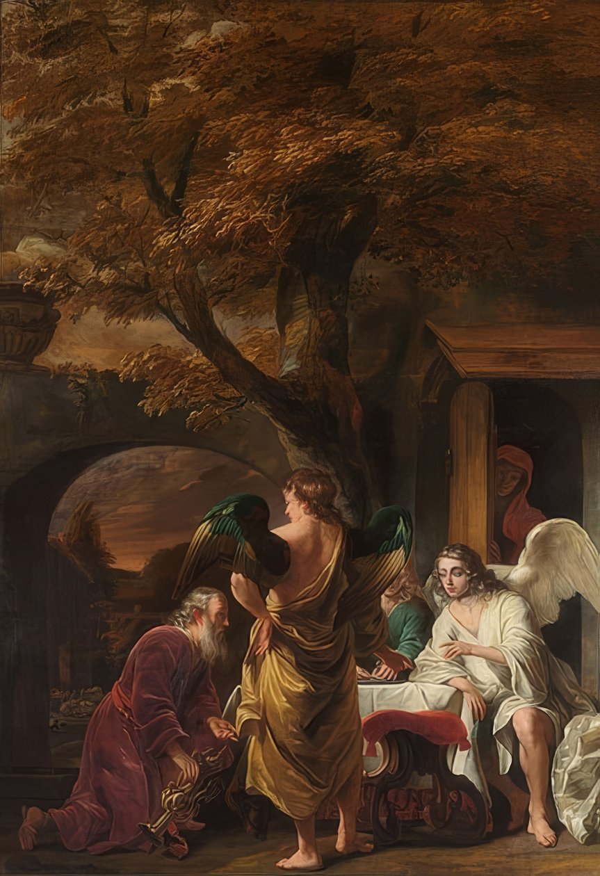 İbrahim ve üç melek. 1660-63 by Ferdinand Bol