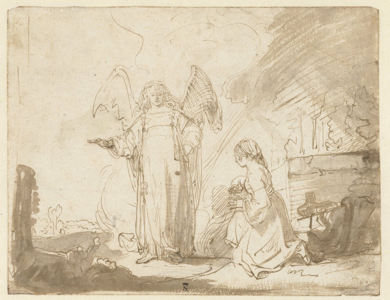 Şur Yolunda Kuyuda Hacer ve Melek by Ferdinand Bol