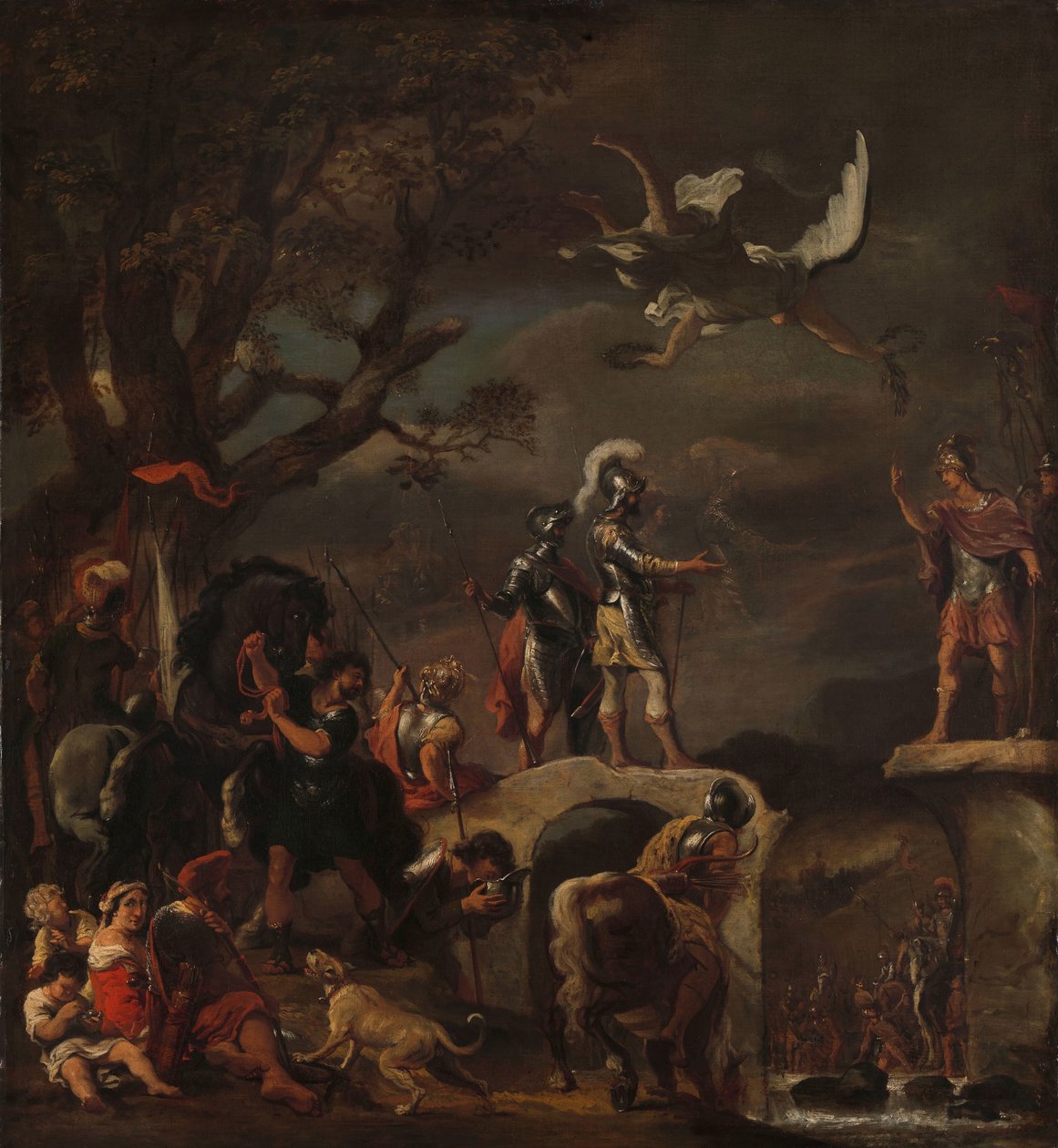 Claudius Civilis ve Quintus Petillius Cerealis arasında Yıkılan Köprüde Barış Müzakereleri. by Ferdinand Bol