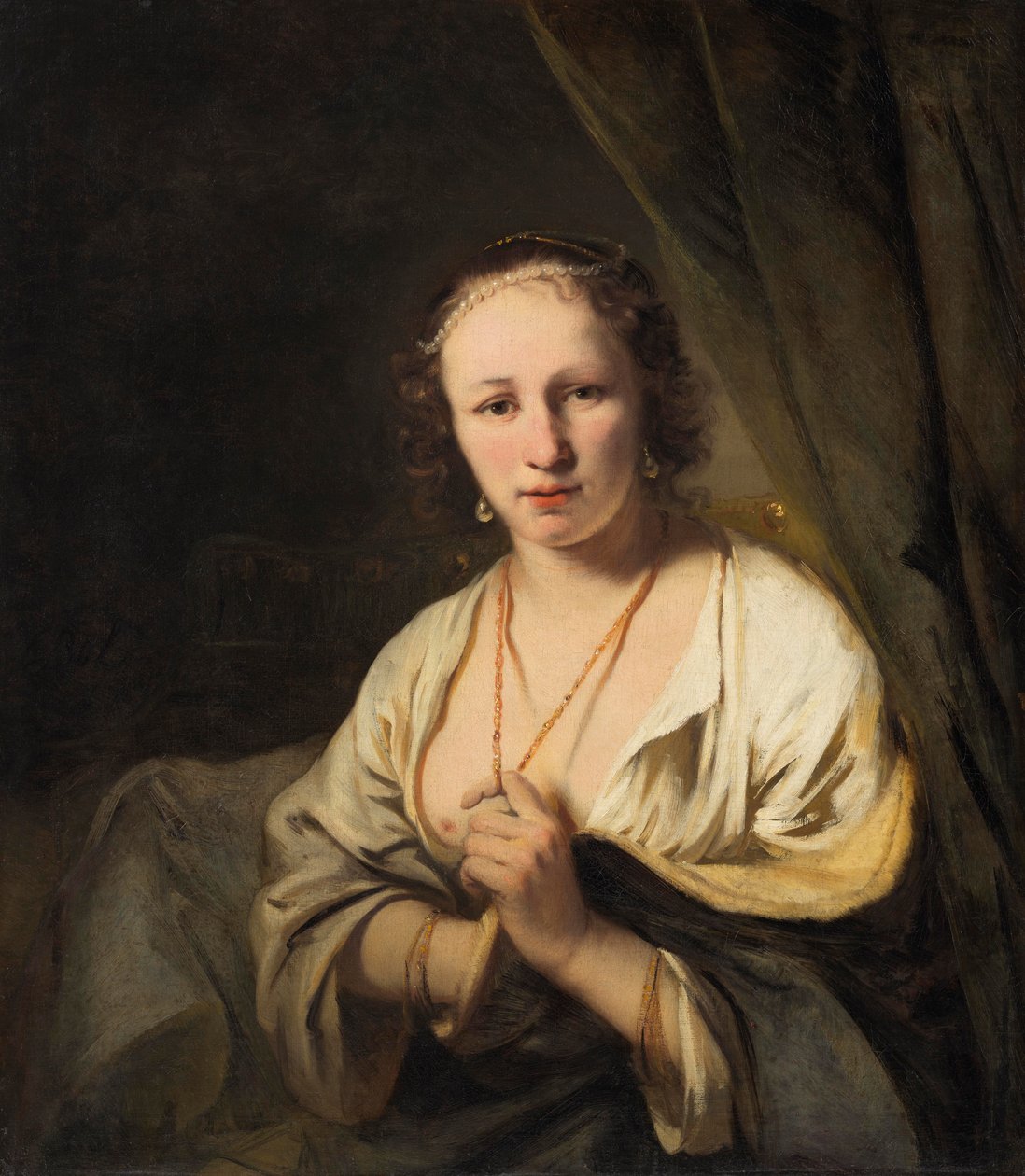 Saçında İnci Olan Kadın, c.1653 by Ferdinand Bol