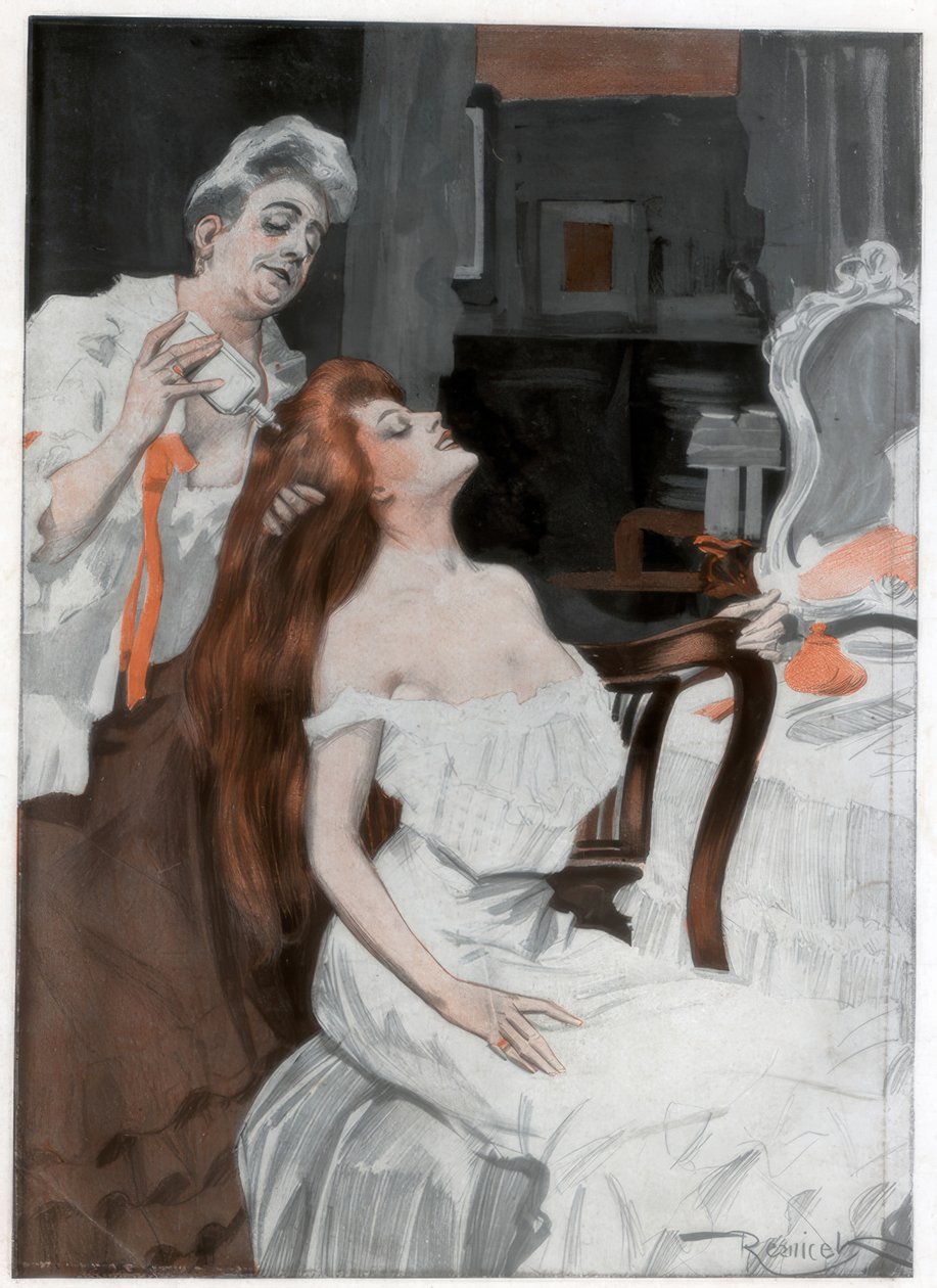 Saçını yaptıran kadın, 19. yüzyıl sonu - 20. yüzyıl başı by Ferdinand Freih van Reznicek
