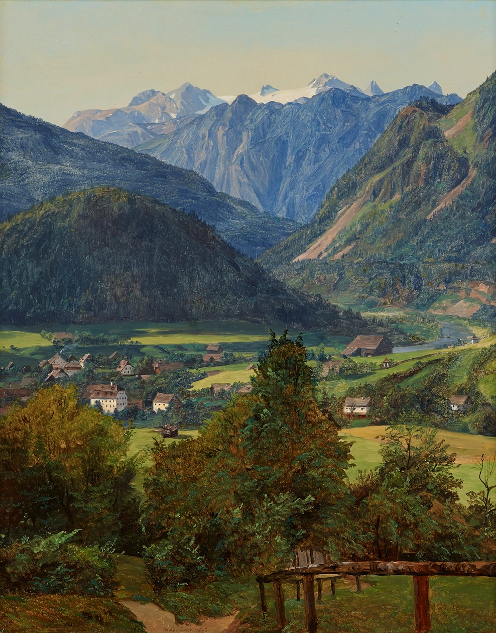 Ischl yakınlarındaki Sophien çift görünümünden Dachstein by Ferdinand Georg Waldmuller