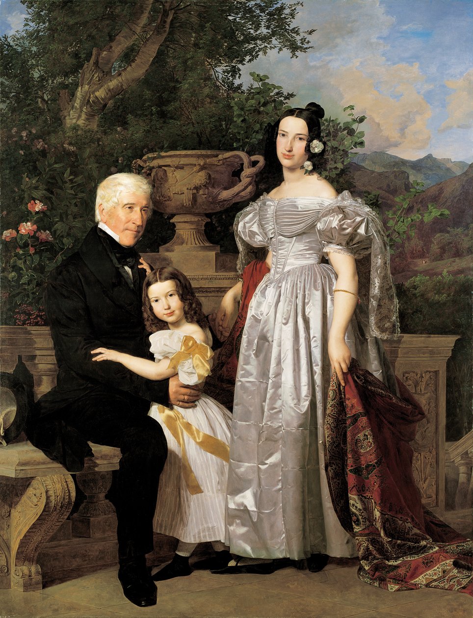Princely Esterházy meclis üyesi Mathias Kerzmann, ikinci eşi Maria Helena, kızlık soyadı Mikolischütz ve kızı Maria ile by Ferdinand Georg Waldmuller