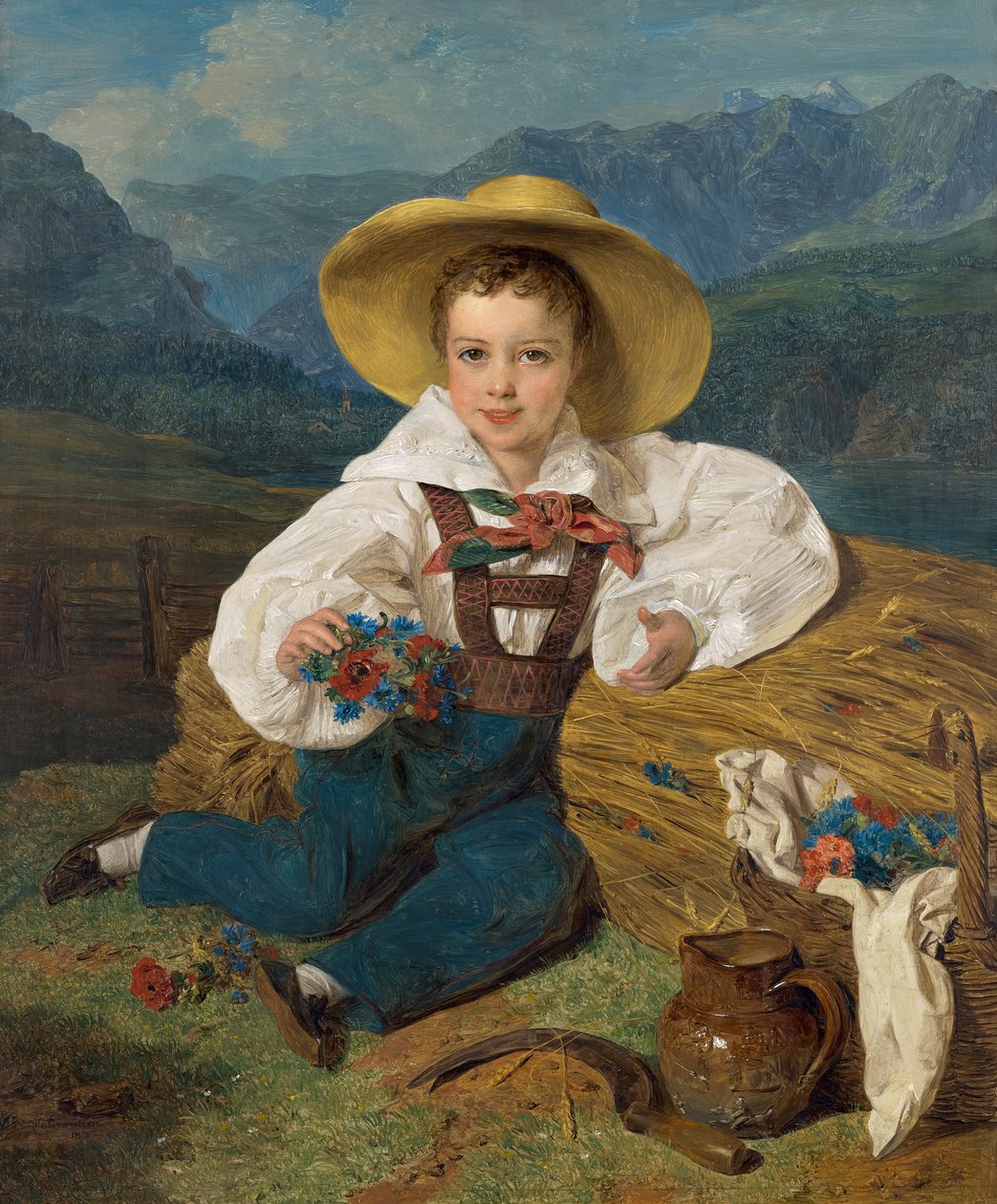 Bir dağ manzarasının önünde bir çocuk olarak Kont Demetrius Apraksin by Ferdinand Georg Waldmuller