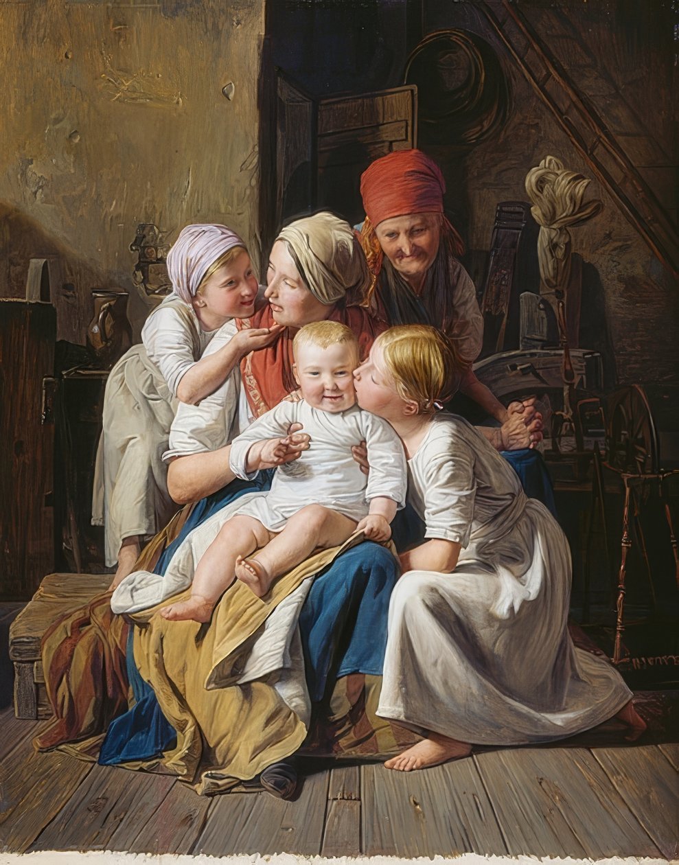 Büyükanne sevinçleri. 1852 by Ferdinand Georg Waldmuller