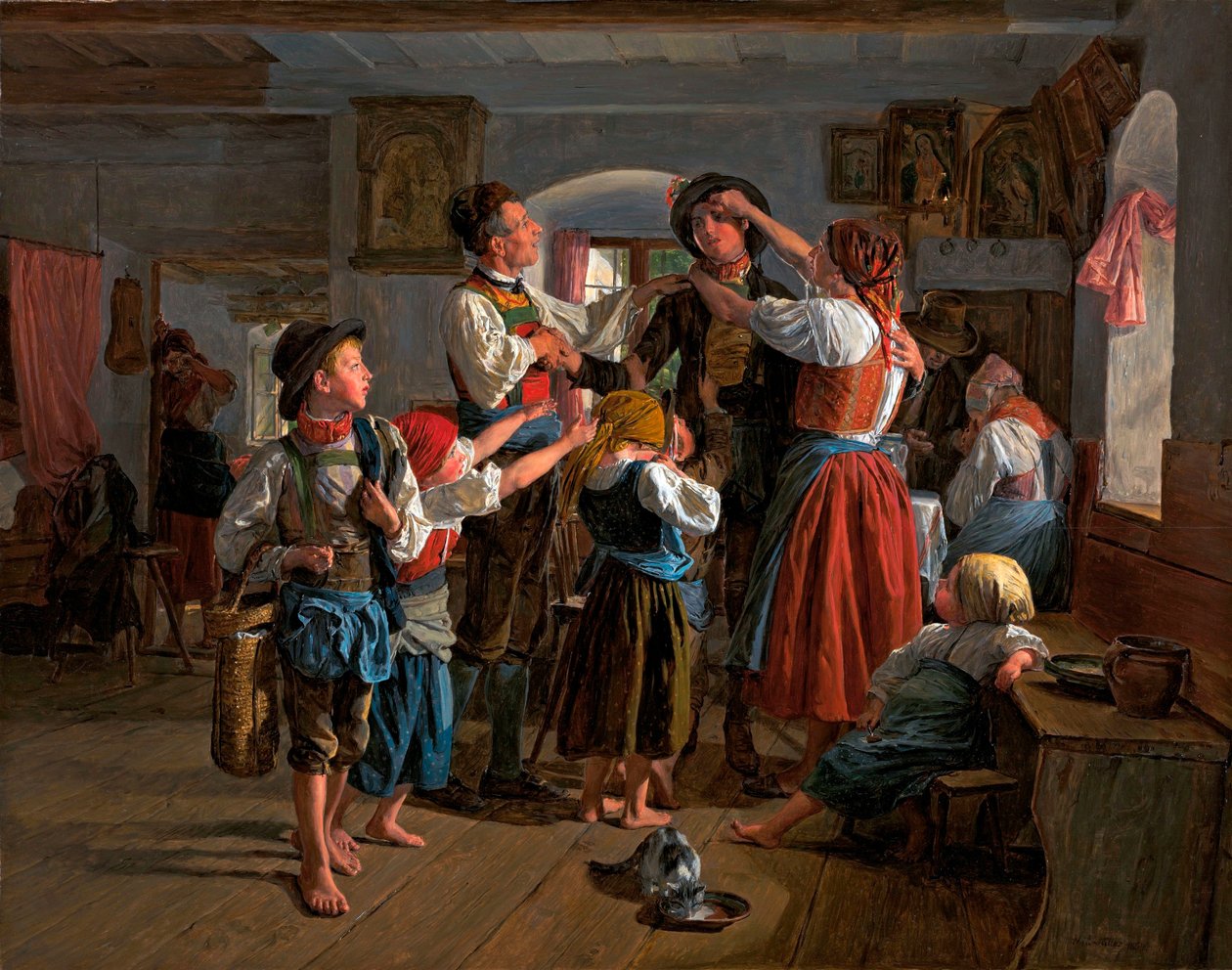 Askerlerin Vedası - Tablo Ferdinand Georg Waldmueller (1793-1865), ahşap üzerine yağlı boya (59x74 cm) by Ferdinand Georg Waldmuller