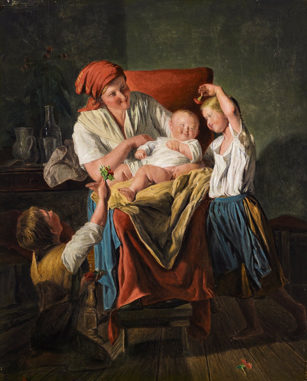 anne mutluluğu by Ferdinand Georg Waldmuller