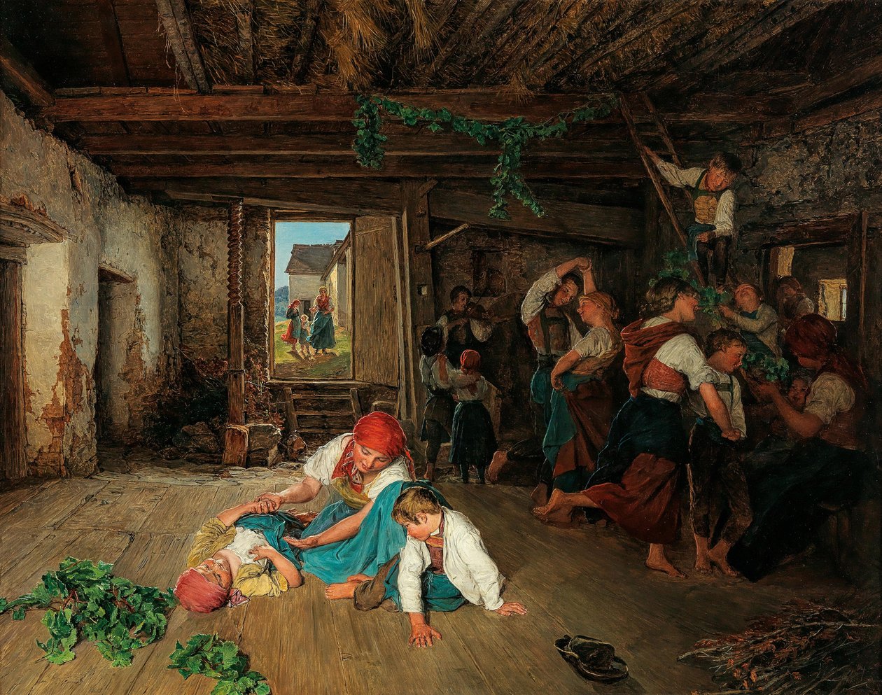 Şarap Hasadı Kutlamasının Hazırlanması, 1860. by Ferdinand Georg Waldmuller