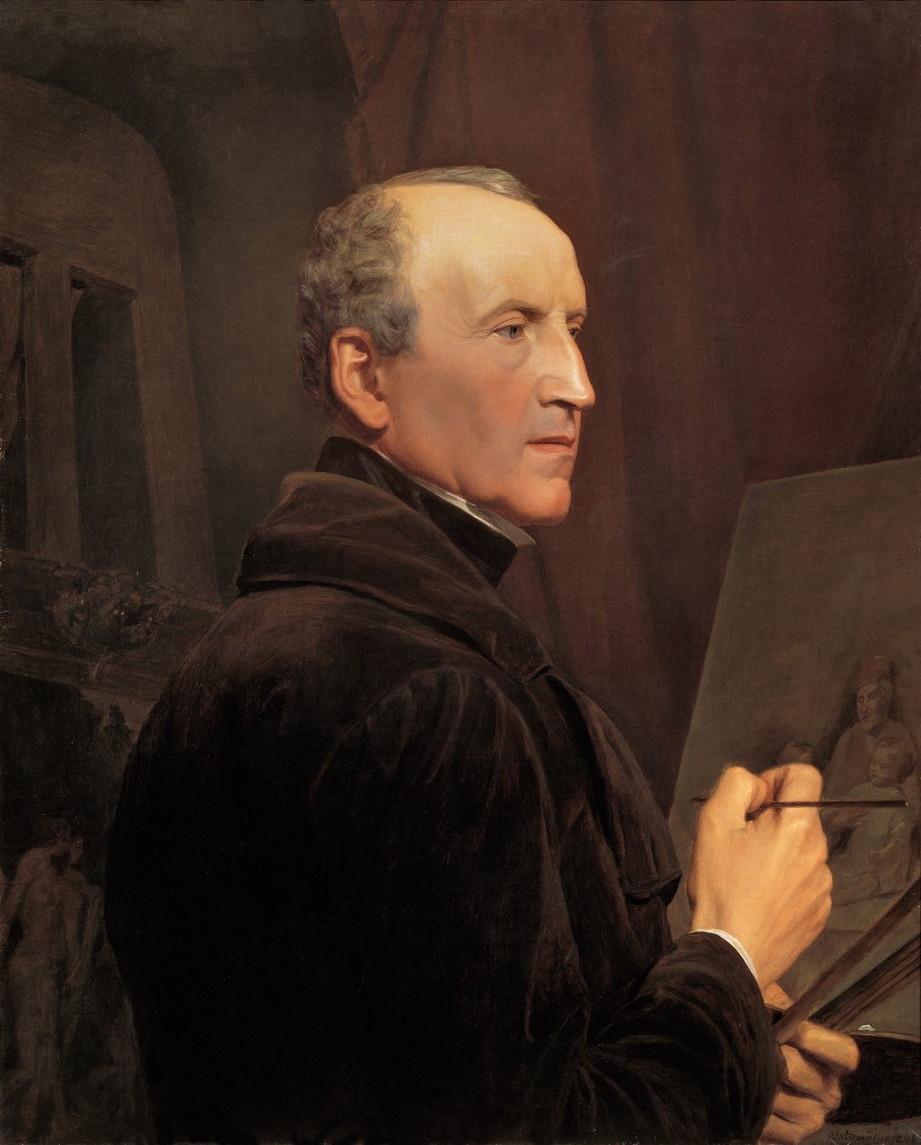 Şövale önünde kendi portresi by Ferdinand Georg Waldmuller