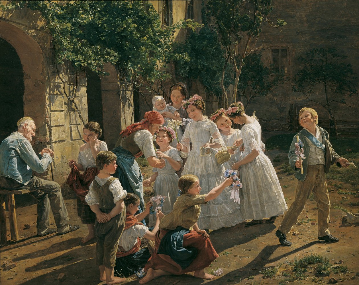 Corpus Christi Bayramı sabahı Waldmueller, Ferdinand Georg (1793-1865). ahşap üzerine yağ by Ferdinand Georg Waldmuller