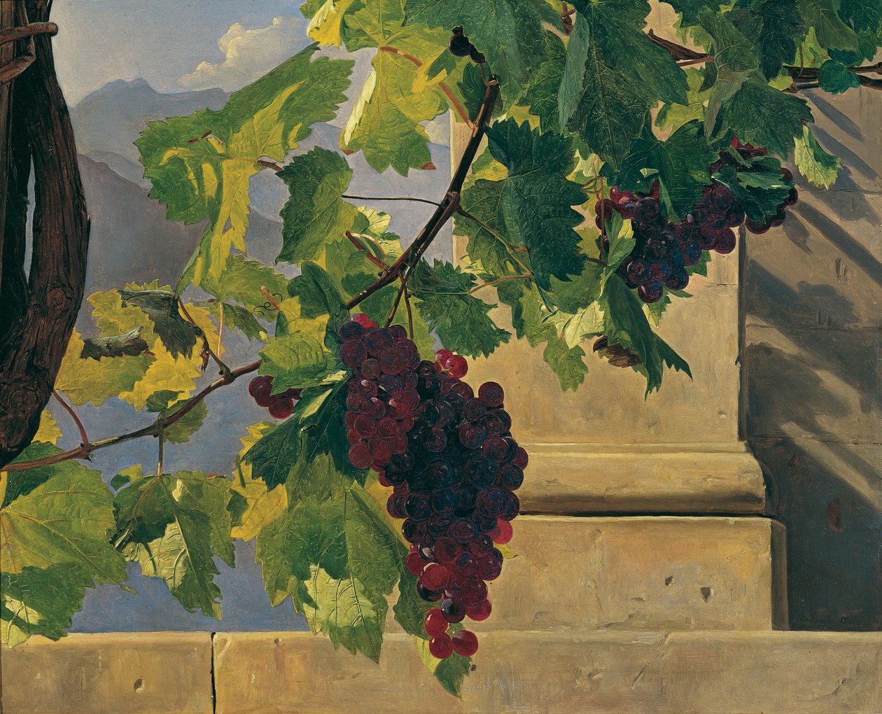 bir salkım üzüm by Ferdinand Georg Waldmuller