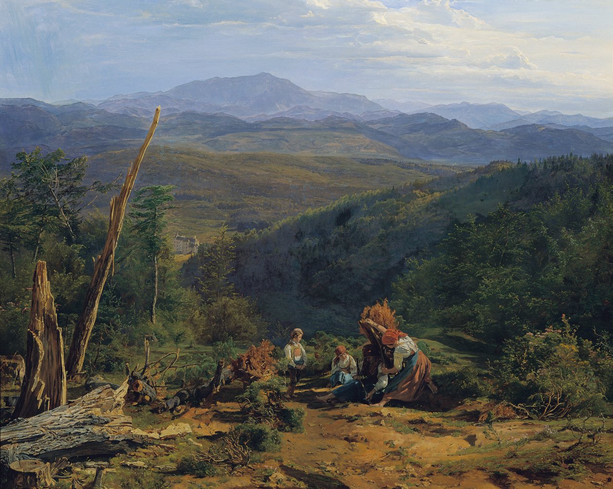 Wildegg Kalesi ile Wienerwald manzara by Ferdinand Georg Waldmuller