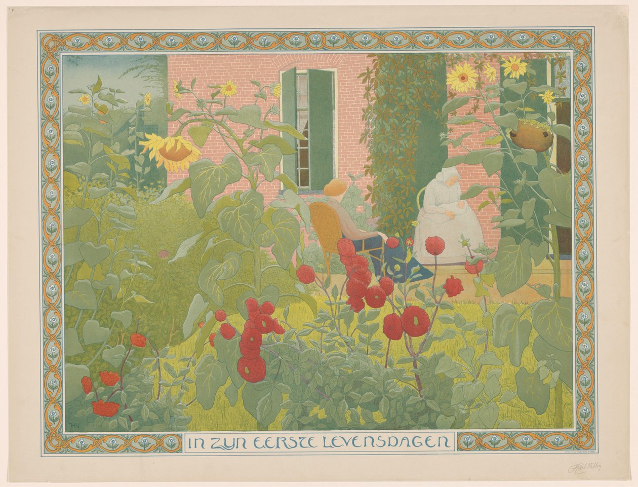 Bebek ile iki kadın Hayatının ilk günlerinde (nesne üzerindeki başlık) by Ferdinand Hart Nibbrig (signed by artist)