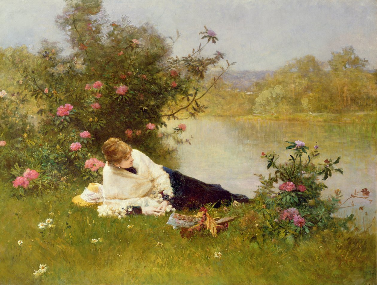 Kadın bir nehir kıyısında by Ferdinand Heilbuth