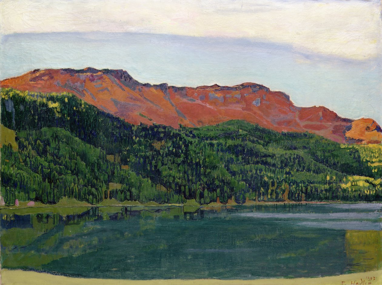 Piz Corvatsch ile Silvaplana Gölü by Ferdinand Hodler