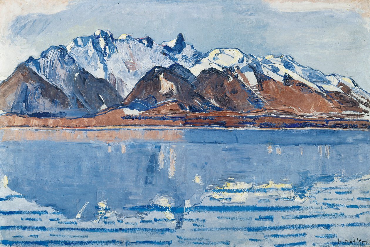 Stockhorn Range ile Thun Gölü, c. 1913. by Ferdinand Hodler