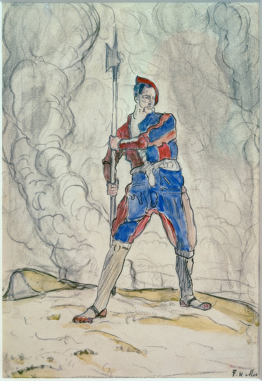 Daimi Landsknecht, Marignano Savaşı için Çalışma by Ferdinand Hodler
