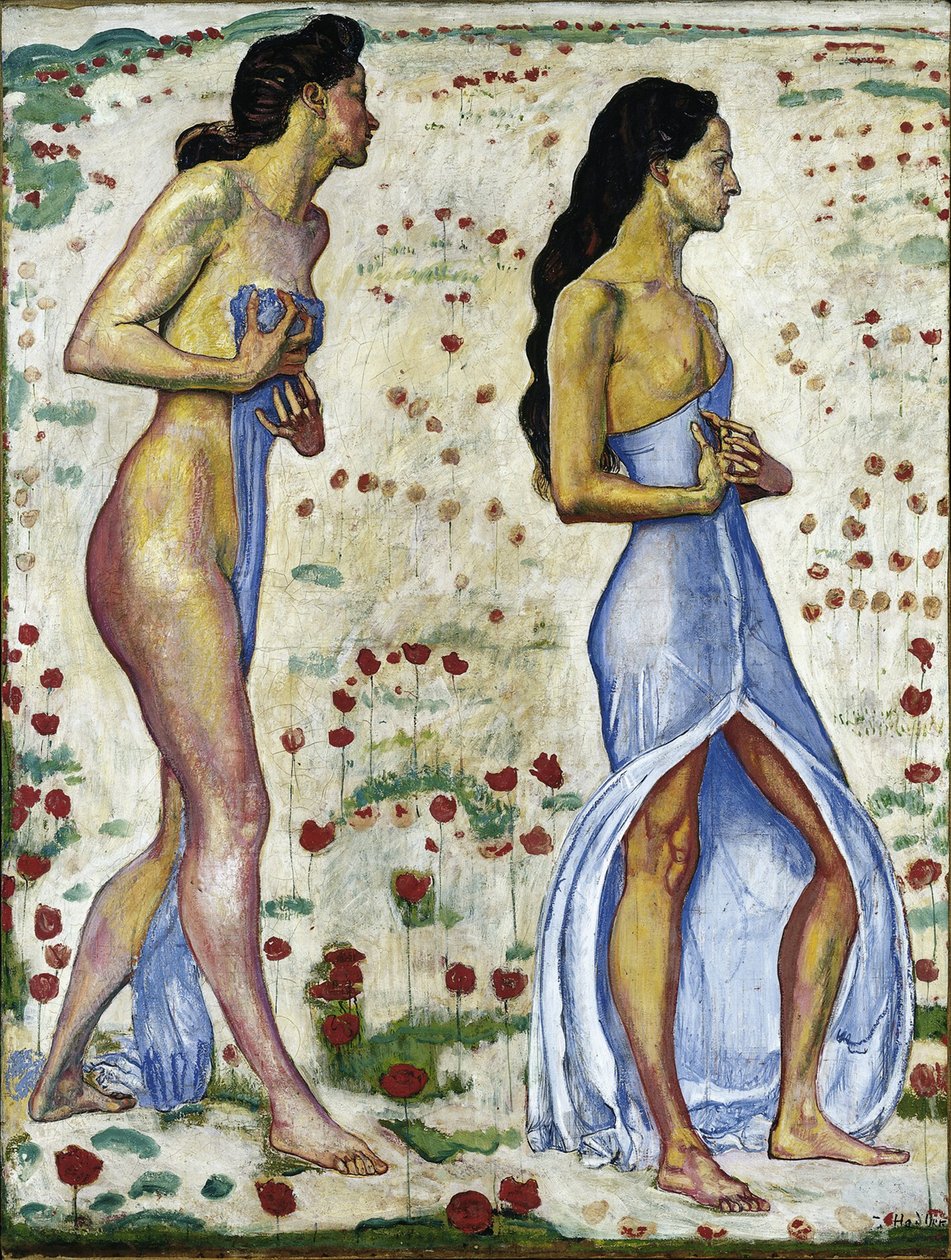 Çiçeklerde İki Kadın Duygu 1a, 1901-1906 by Ferdinand Hodler