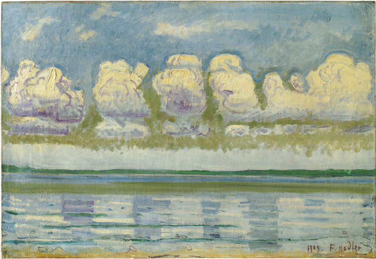 ""Cenevre Gölü ve İsviçre Jura Görünümü"" (İsviçre Jura ile Cenevre Gölü) Tablosu Ferdinand Hodler (1853-1918) by Ferdinand Hodler