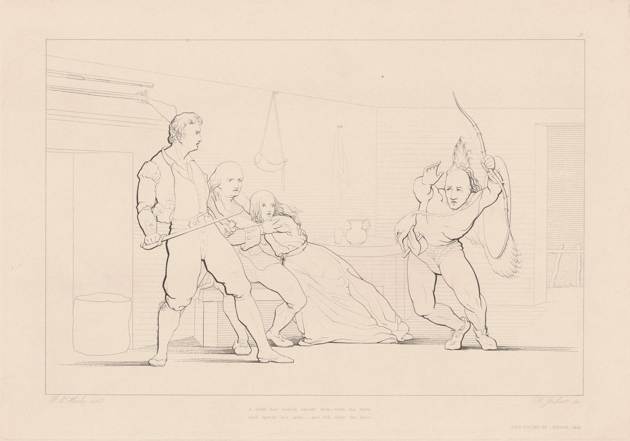 Aralarına Karanlıktan Bir Form Koştu by Ferdinand Joubert, after George Elgar Hicks