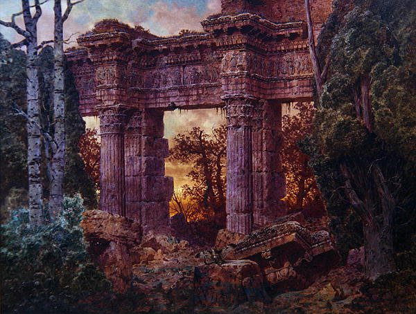 Alacakaranlıkta Roma Harabesi (tuval üzerine yağlı boya) by Ferdinand Knab