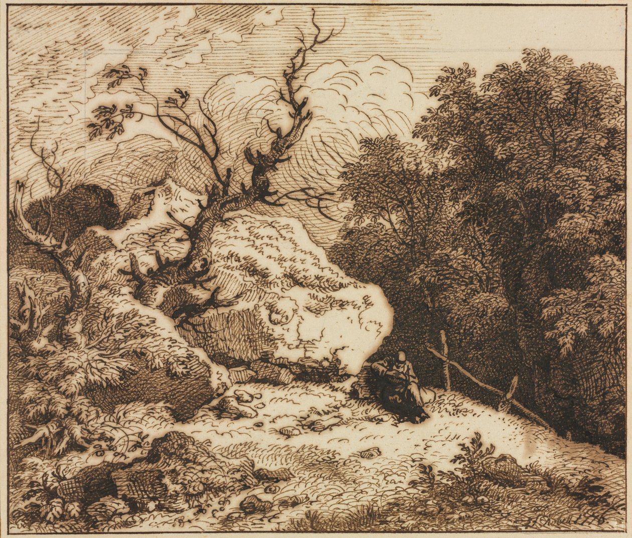 Ormanlık Bir Peyzajda Münzevi by Ferdinand Kobell