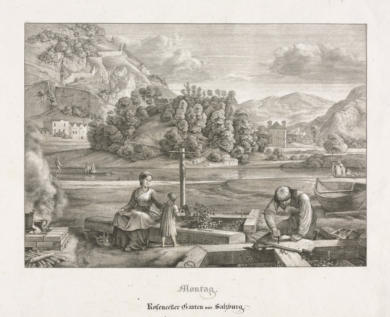 Salzburg ve Berchtesgaden'de Yedi Manzara: Pazartesi: Rosenecker Garden Salzburg, 1823. by Ferdinand Olivier