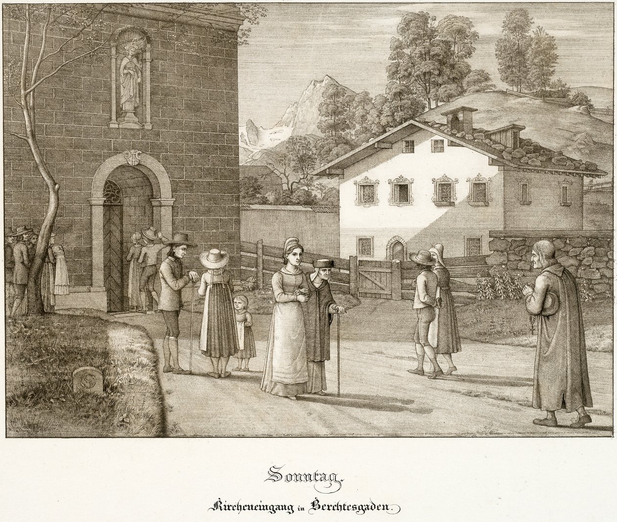 Pazar: Berchtesgaden Yakınındaki Kiliseye Gitmek by Ferdinand Olivier