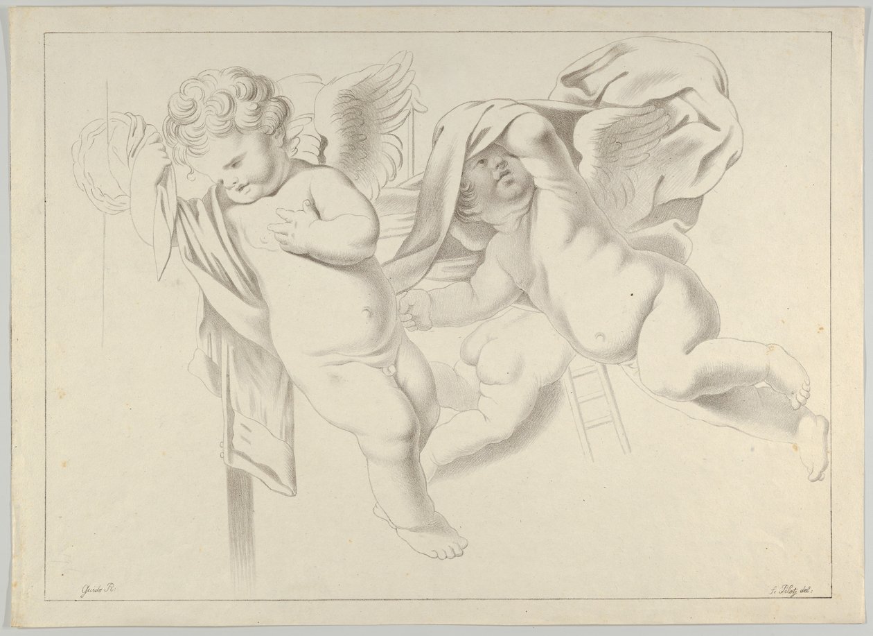 Üç putti çalışması, ca. 1800-1844. by Ferdinand Piloty