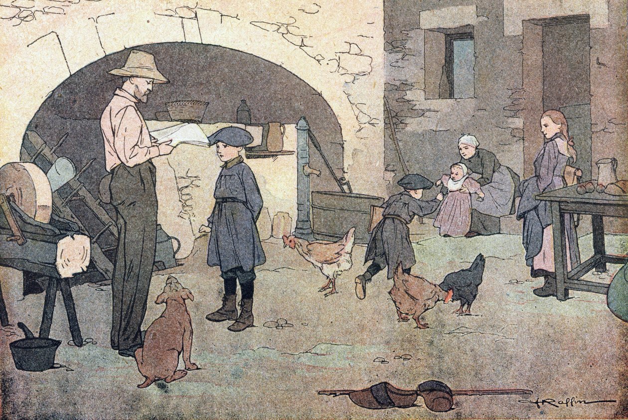Eve dönüş, Resimli çocukluk kitabında, 1900 dolayları (gravür) by Ferdinand Raffin
