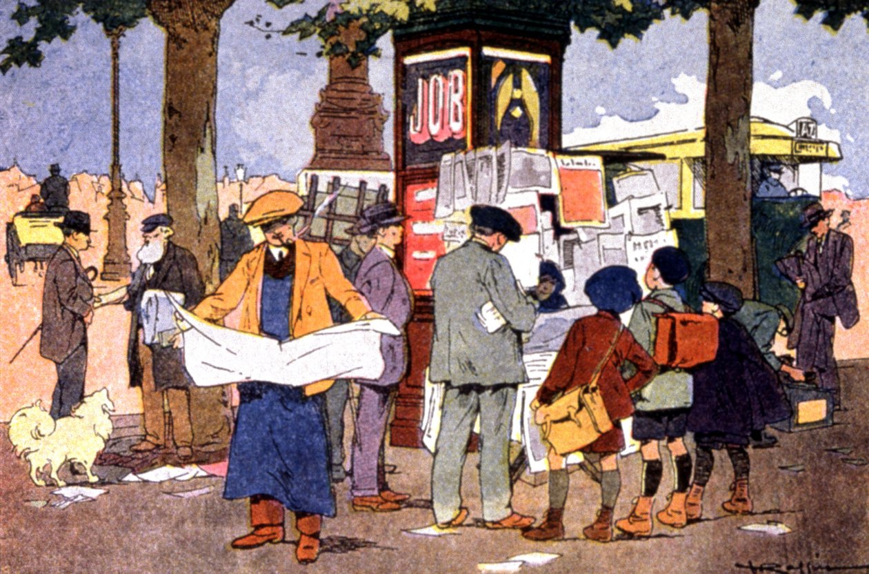 Bastille meydanındaki gazete büfesi, 1910 dolayları (resim) by Ferdinand Raffin
