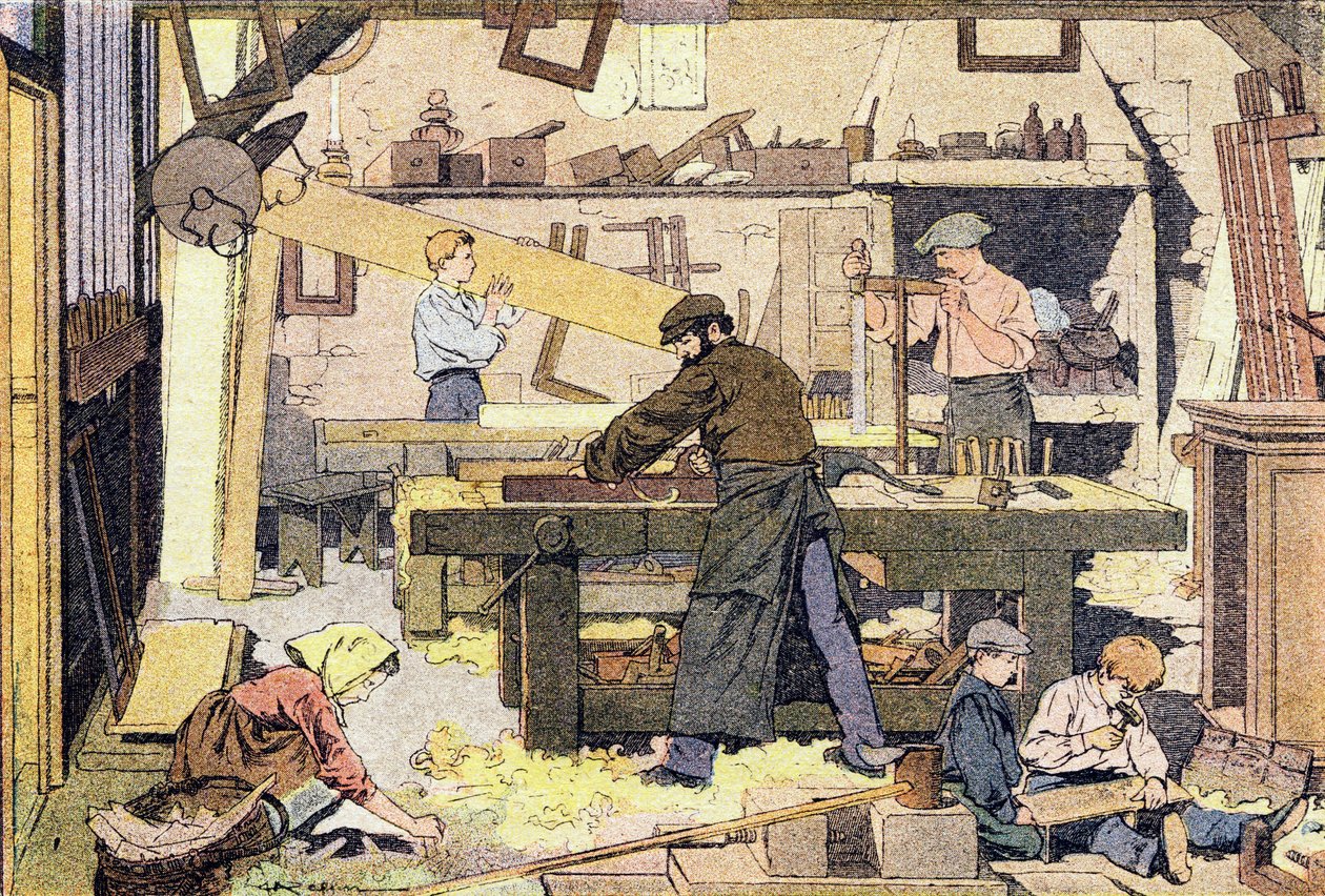 Marangoz, Çocukluğun Resimli kitabında, 1900 dolayları (gravür) by Ferdinand Raffin