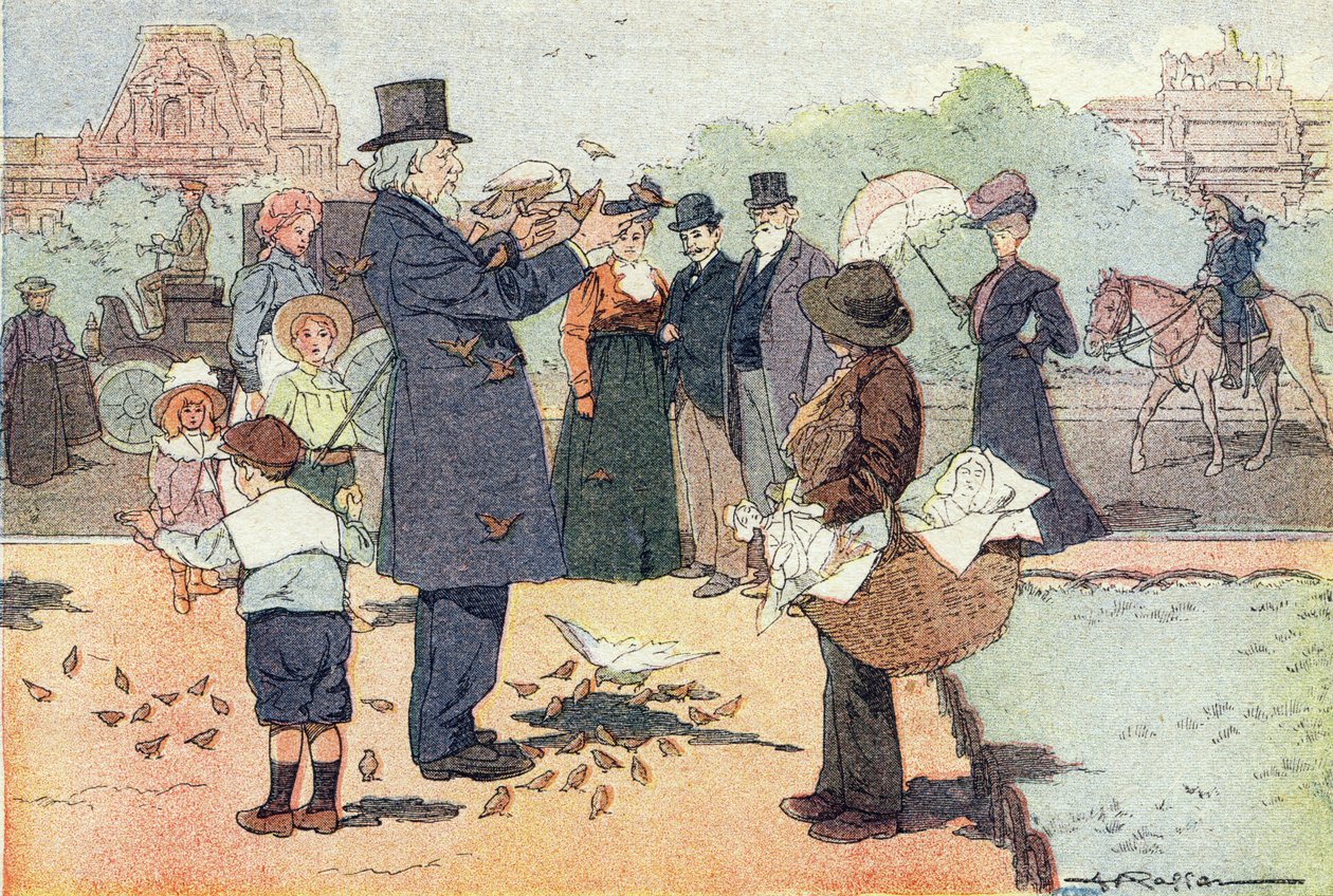 Paris'teki Tuileries halk bahçesi, Imagier de l'enfance'de, 1900 dolayları (gravür) by Ferdinand Raffin