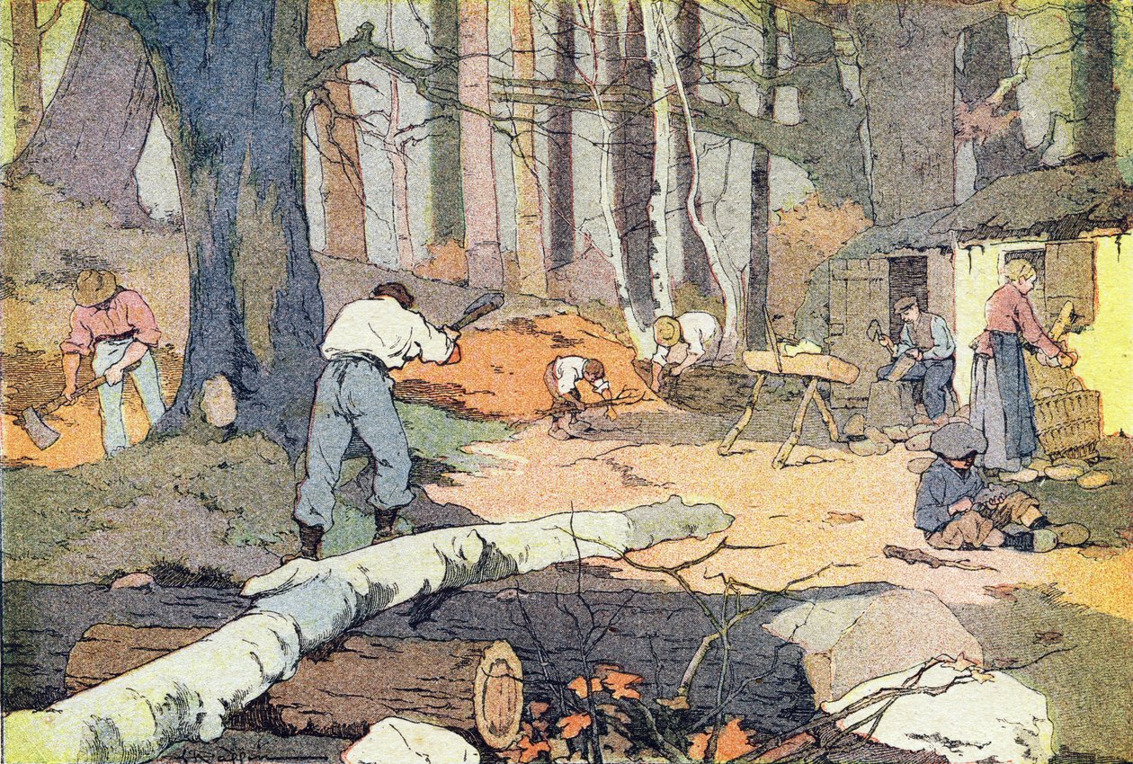 Sabotajcı oduncu, Imagier de l'enfance'de, c.1900 (gravür) by Ferdinand Raffin