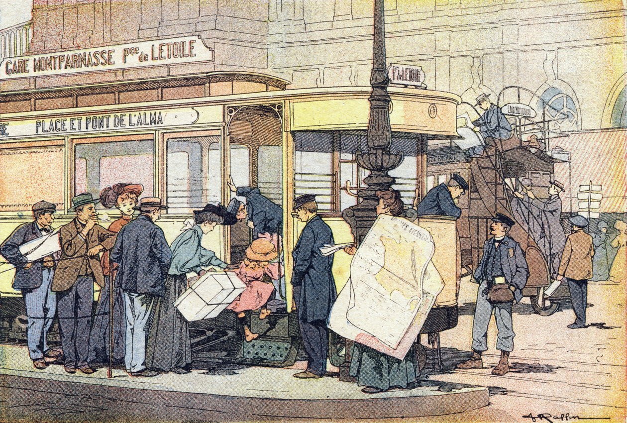 Tramvay, resimli çocukluk kitabında, 1900 dolayları (gravür) by Ferdinand Raffin