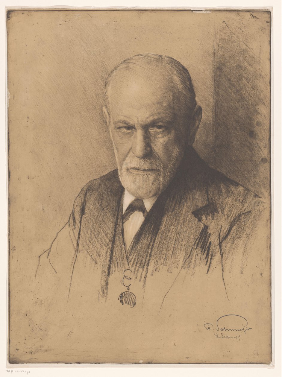 Portret van Sigmund Freud by Ferdinand Schmutzer (signed by artist)