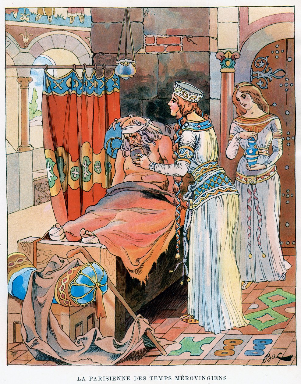 Merovenjler döneminde Parisli Kadın, MS 5.-8. yüzyıl, 1870-1950. by Ferdinand Sigismund Bac