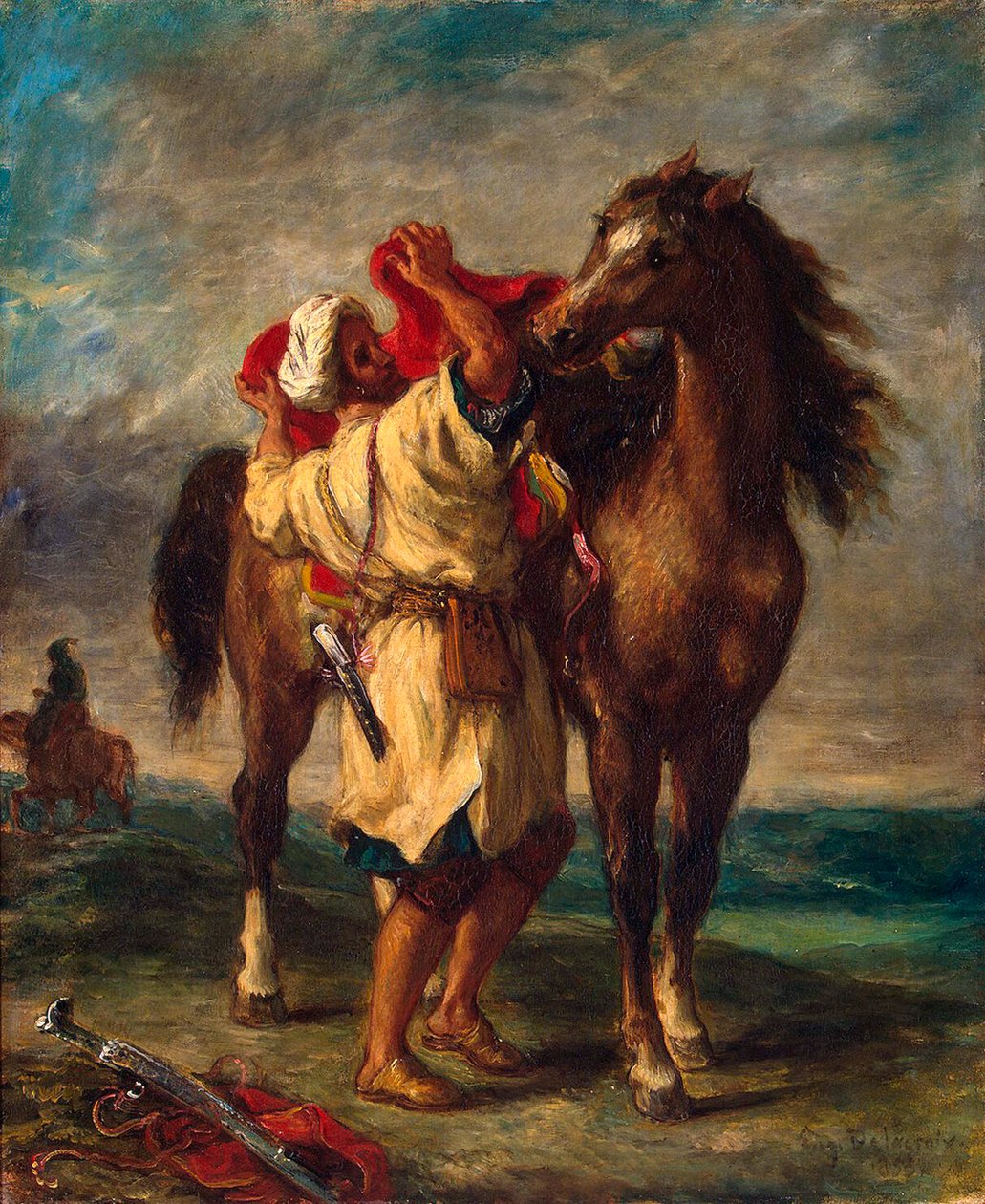 Atını eyerleyen Faslı, 1855. by Ferdinand Victor Eugene Delacroix