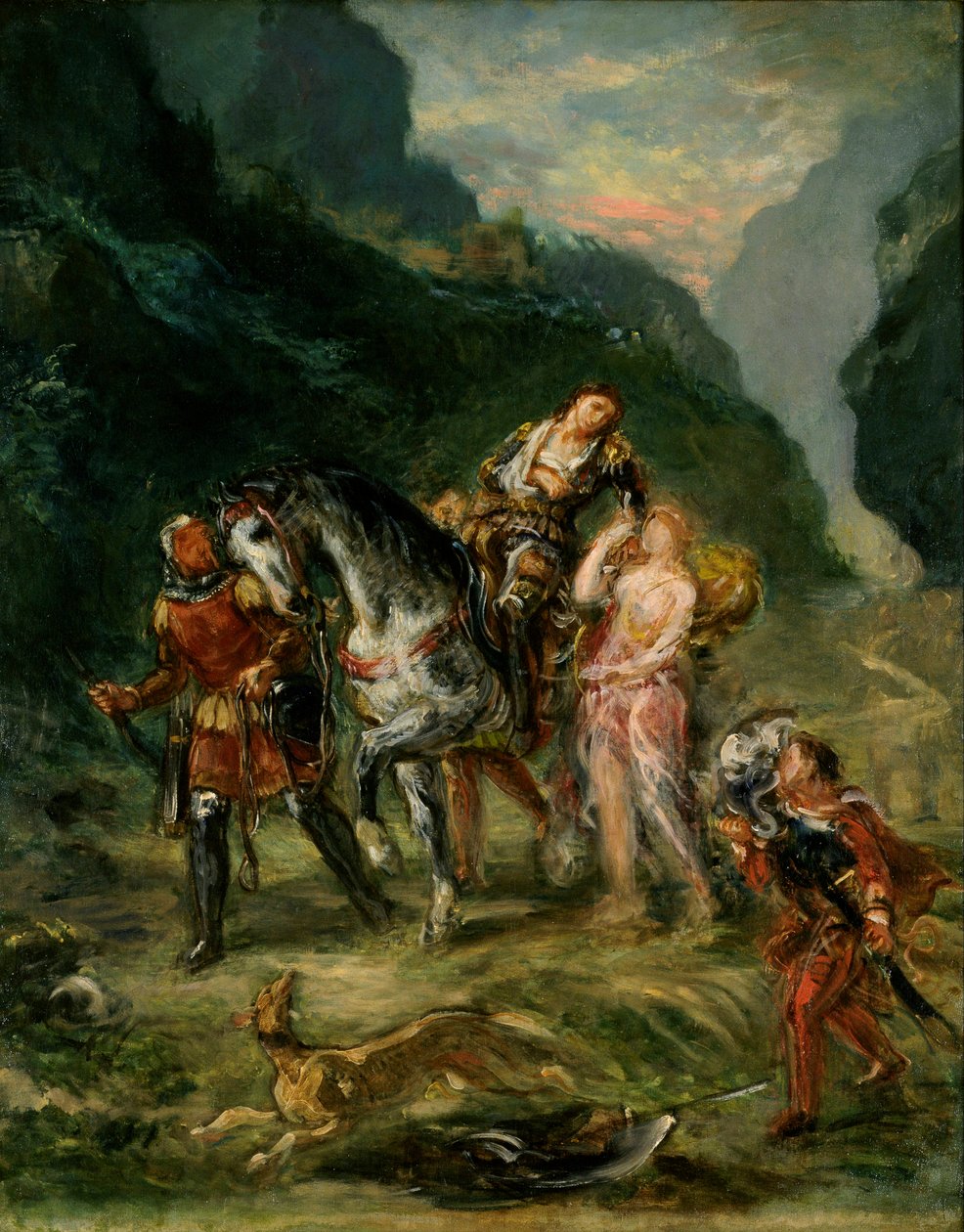 Angelica ve yaralı Medoro, c.1860 (tuval üzerine yağlıboya) by Ferdinand Victor Eugene Delacroix