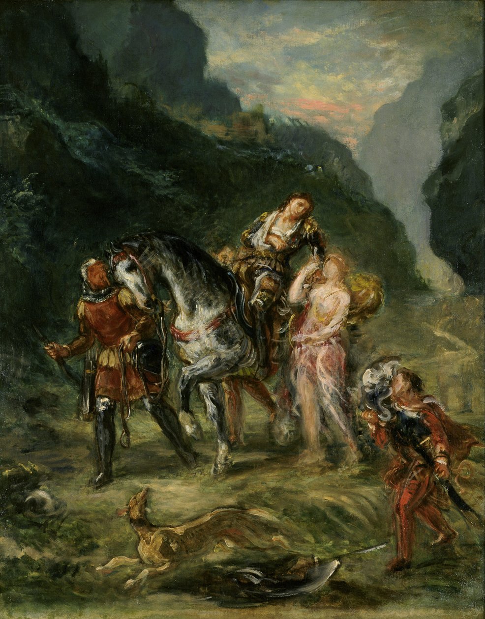 Angelica ve yaralı Medoro, yaklaşık 1860 by Ferdinand Victor Eugene Delacroix