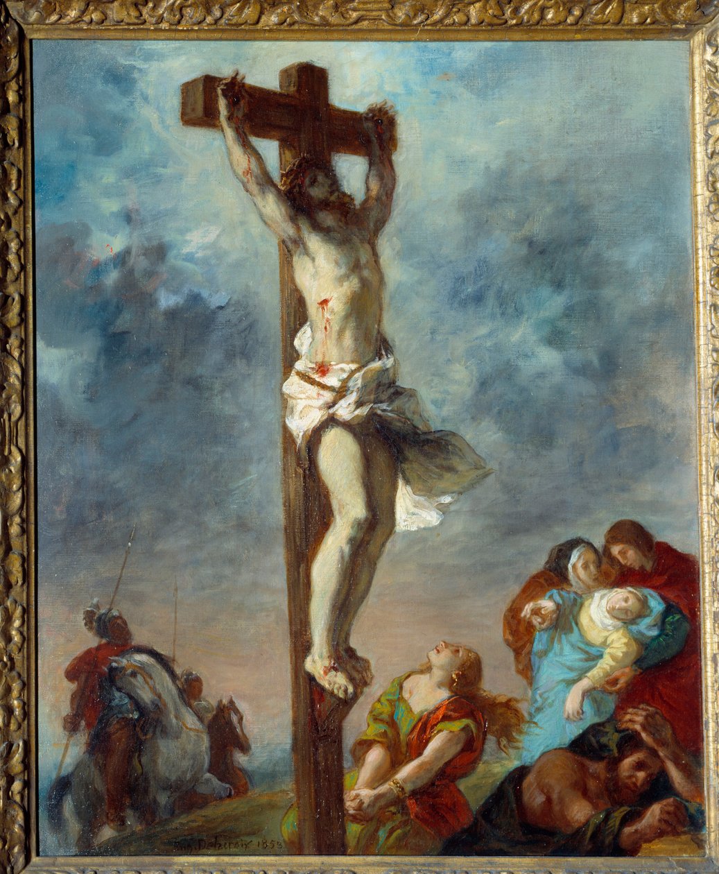 İsa çarmıhta. Eugene Delacroix (1798-1863) tarafından yapılan boyama by Ferdinand Victor Eugene Delacroix