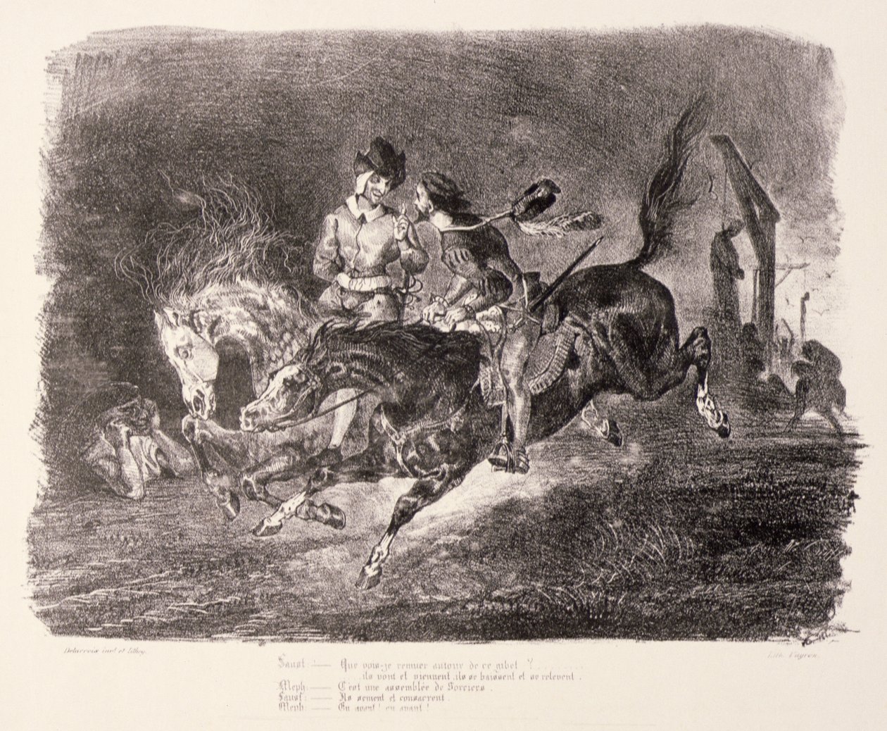 Faust ve Mephistopheles Şabat Gecesi Dörtnala Yürürken, 1828 by Ferdinand Victor Eugene Delacroix
