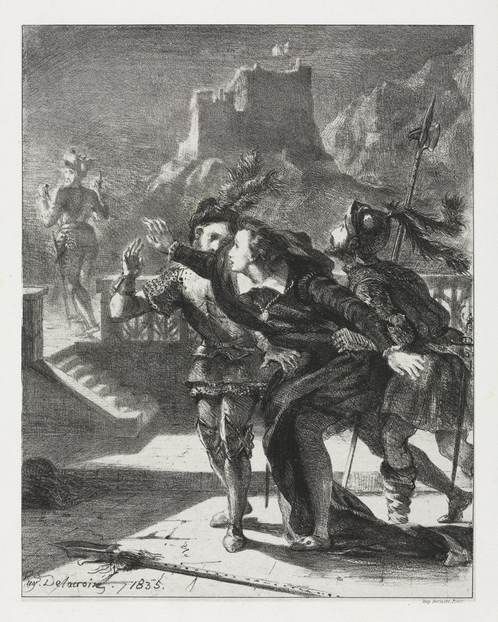 Hamlet: Hamlet Babasının Hayaletini Takip Etmek İçin Koştu, 1835. by Ferdinand Victor Eugene Delacroix