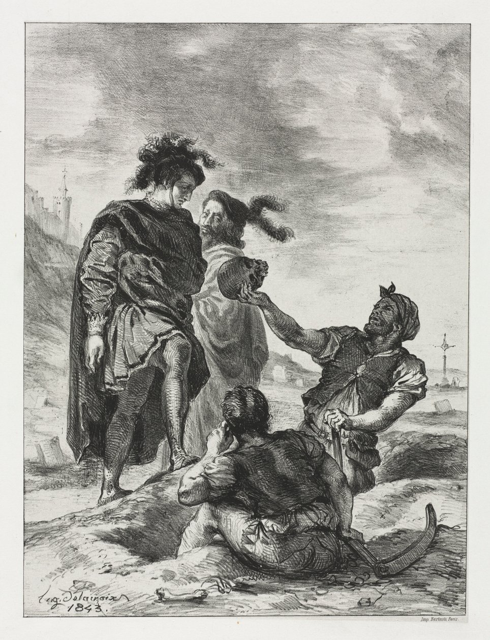 Hamlet: Mezar Kazıcıları ile Hamlet ve Horatio, 1843. by Ferdinand Victor Eugene Delacroix