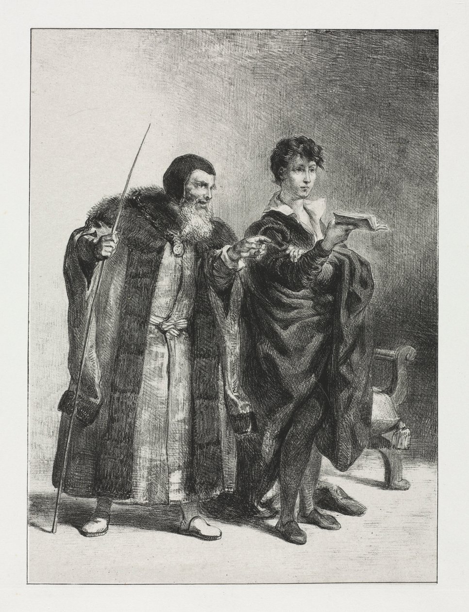 Hamlet: Polonius ve Hamlet, 1834. by Ferdinand Victor Eugene Delacroix