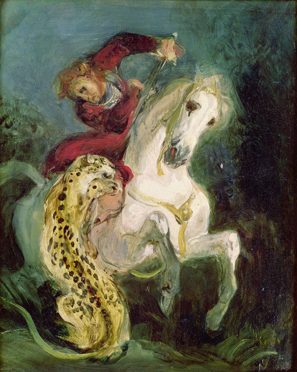 Bir Süvariye Saldıran Jaguar, 1855 dolayları by Ferdinand Victor Eugene Delacroix
